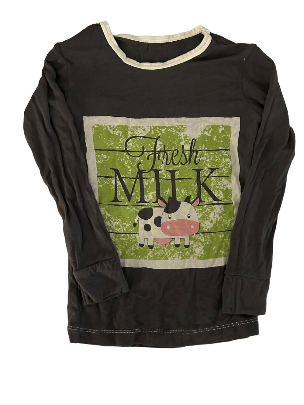 Kickee Pants Fresh Milk Cow Pajama Top size 5